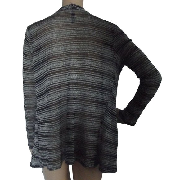 Super Nova Size Large Black & White Lightweight Cascading Cardigan Sweater L - Picture 5 of 6
